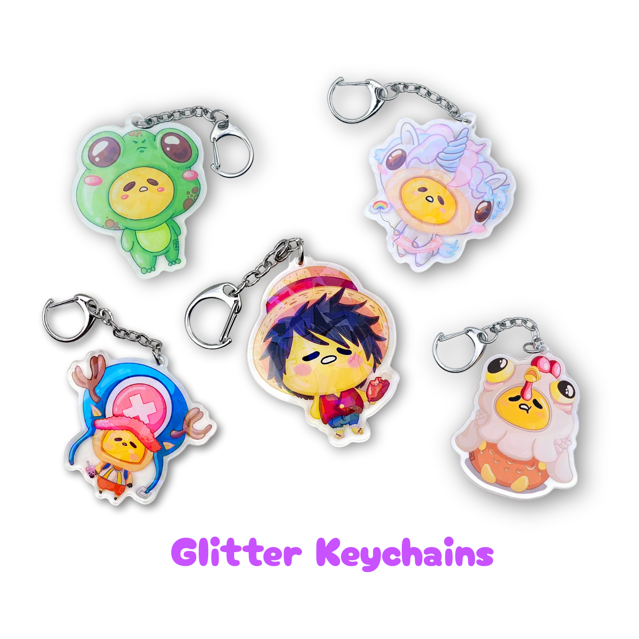 Acrylic Character Glitter Keychains