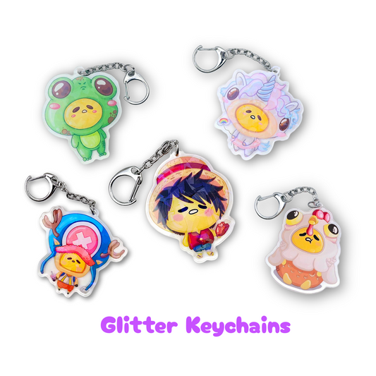 Acrylic Character Glitter Keychains